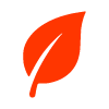 orange leaf icon representing nature and plant growth in a digital format highlighting 13 benefits of green spaces